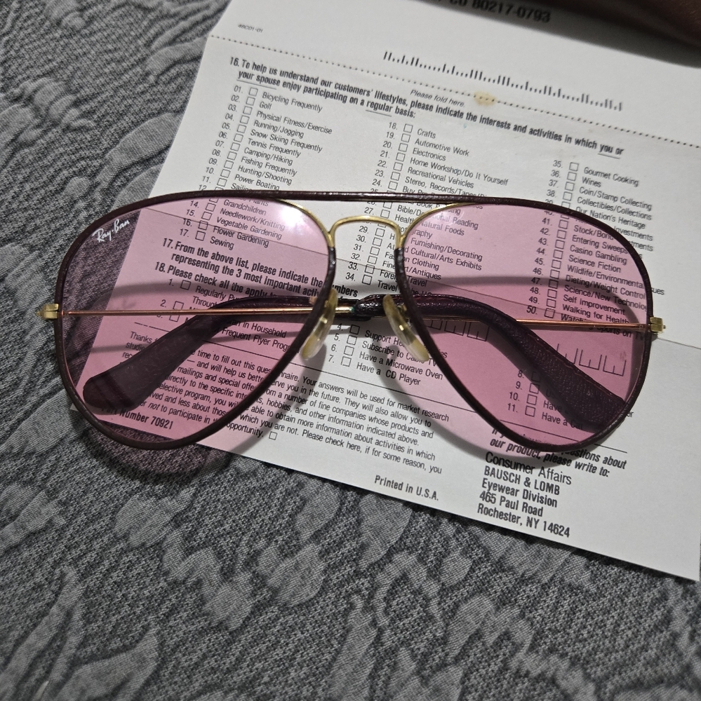Ray-Ban Gold Frame with Purple Lenses Sunglasses
